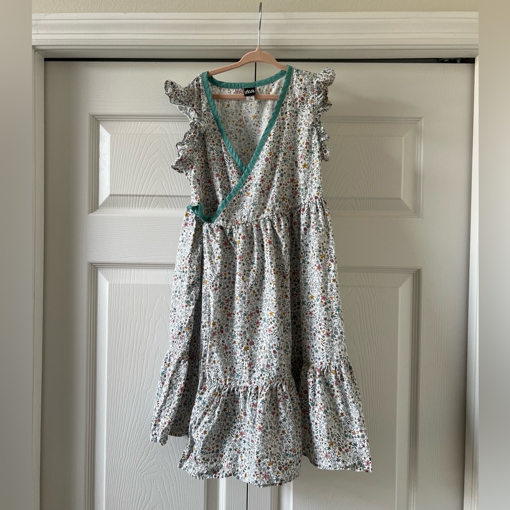 Tea Collection Girl Floral Woven Wrap Dress (size 8)